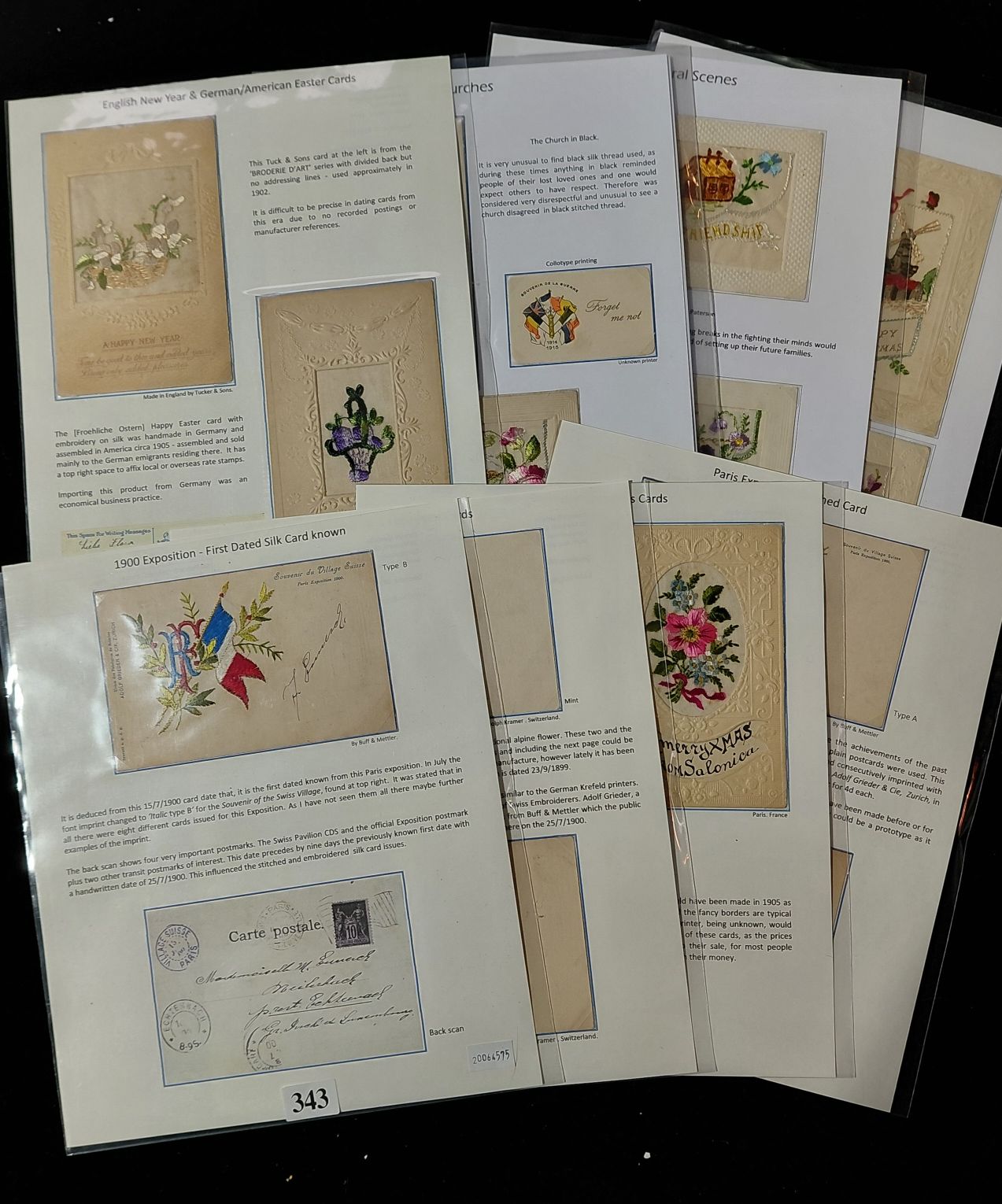 343 · SILK POSTCARDS - EARLY CARDS AND BUILDINGS