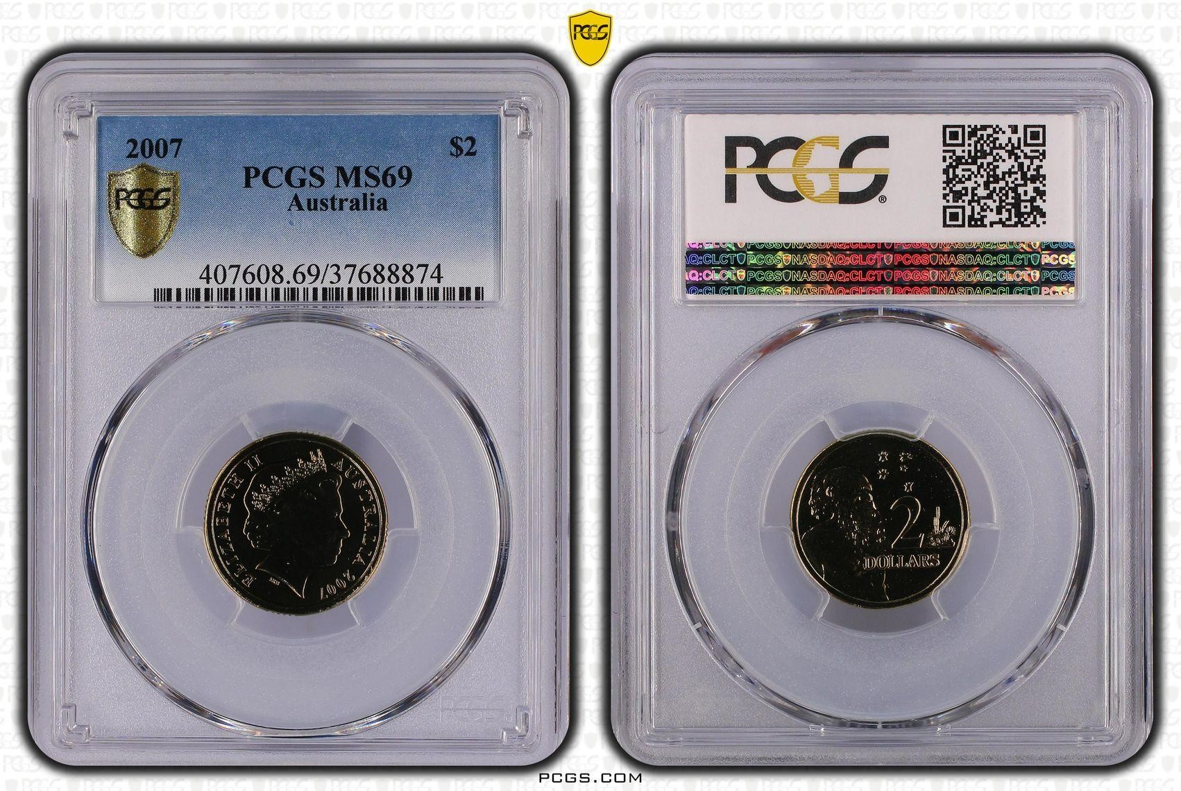 2007 Australia Two Dollar, $2 PCGS - MS69 -874