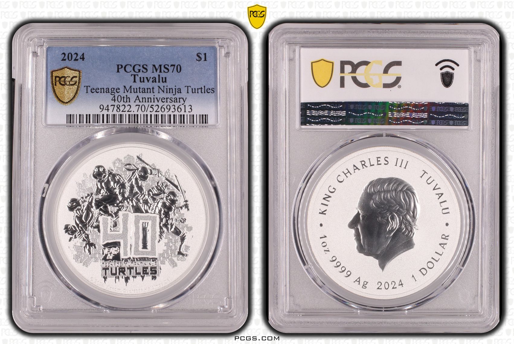 Tuvalu, Teenage Mutant Ninja Turtles 40th Anniversary, One Dollar, 2024, PCGS MS70