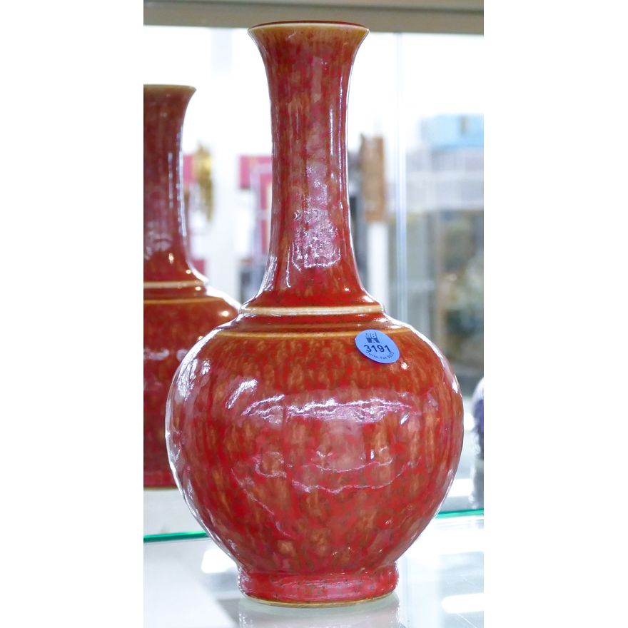 Chinese Oxblood Drip Glaze Porcelain Vase 10''
