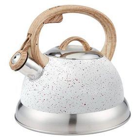 Dream Home Stainless Steel Whistling Kettle Wood Pattern Handle-3LTR Grey Doted |