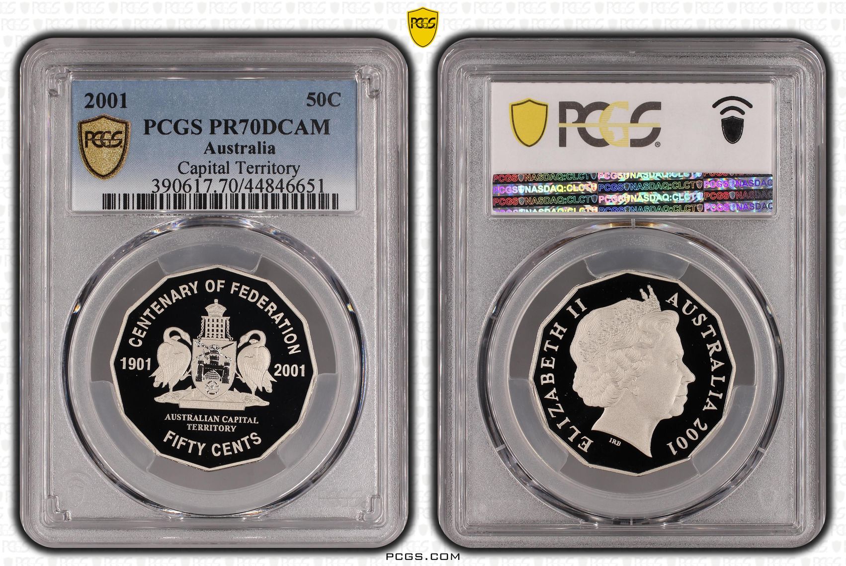 2001 Australian Fifty Cent, 50c Proof Capital Territory PCGS - PR70DCAM POP 42/0 -651
