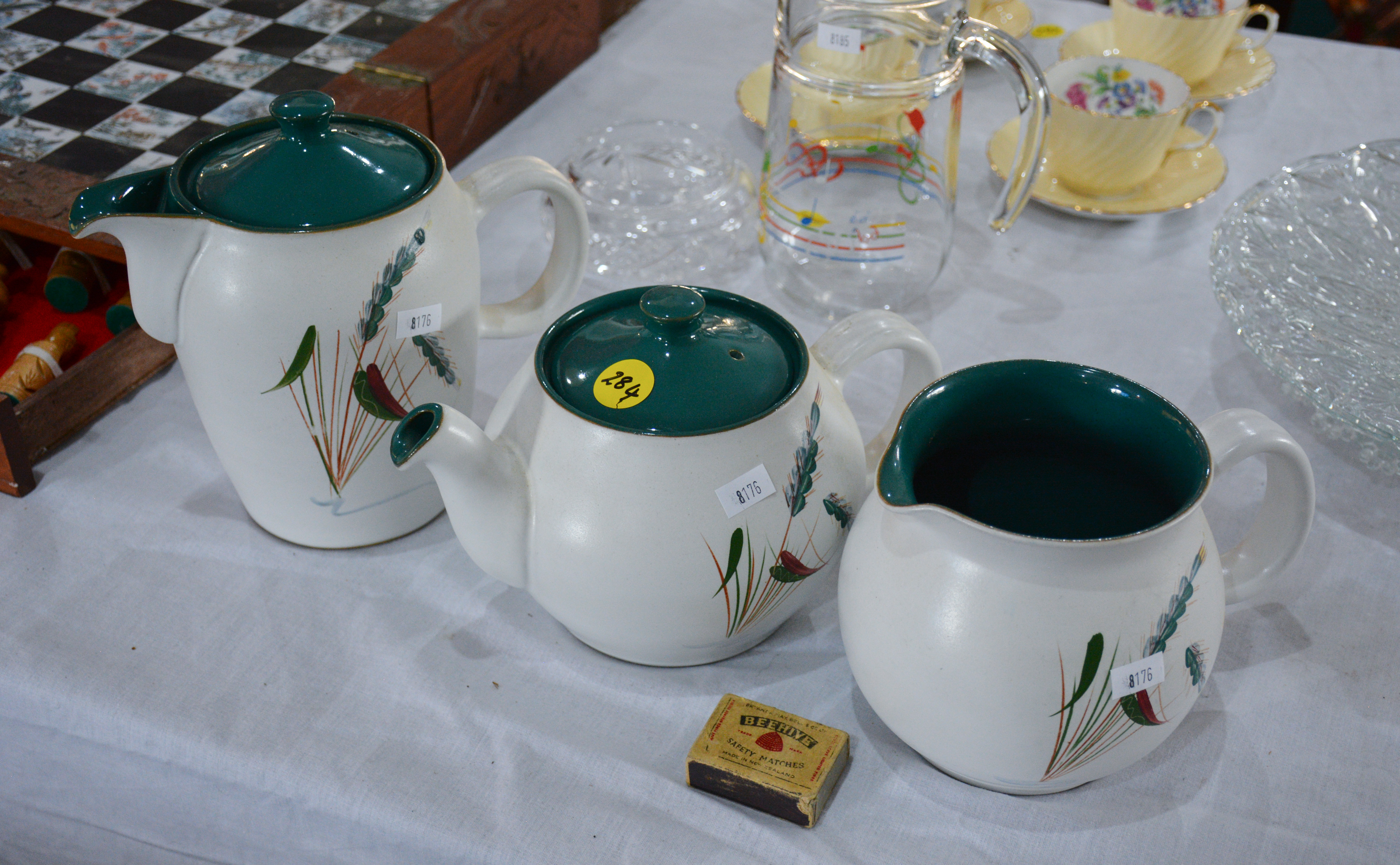 Greenwheat Denby Tea/Coffee/Milk Vessels — NZ auction result