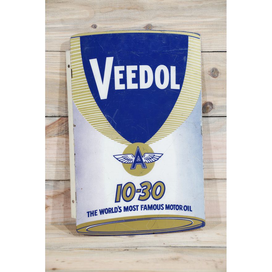 Veedol 10-30 w/ Flying A Logo Metal Diecut Flange Sign TAC 8.5 & 7