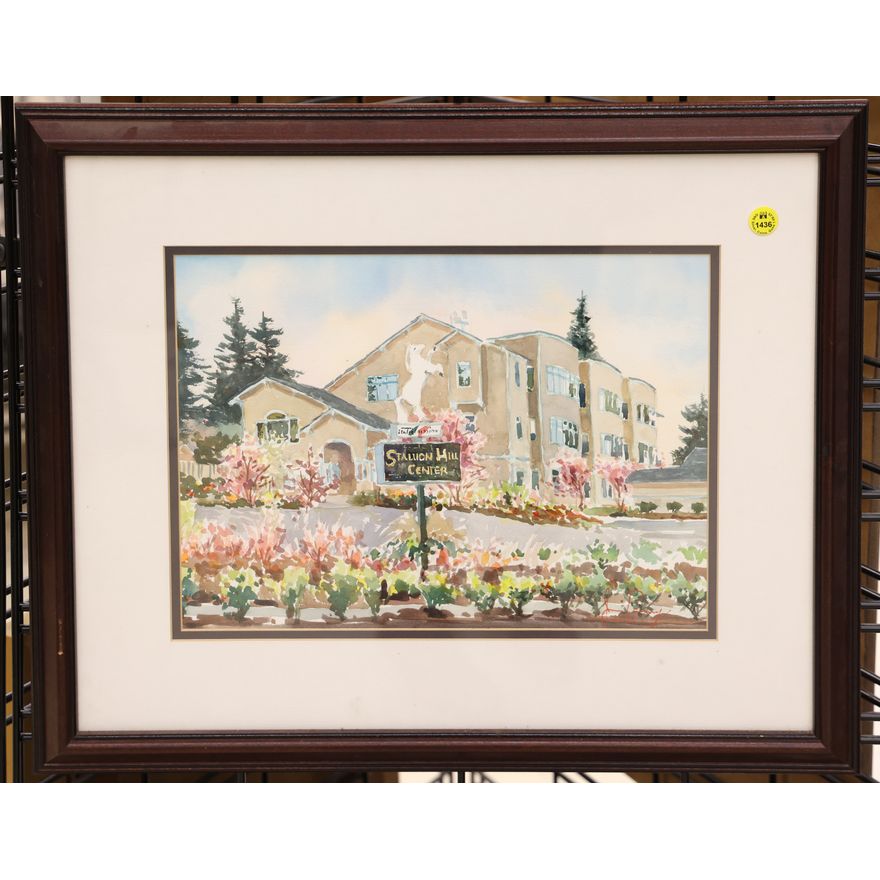 Joann Pinney ''Stallion Hill Center'' Watercolor Framed 18''x22'' (JD)