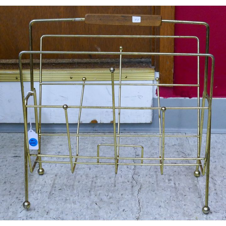 Mid Century Brass Wire Magazine Rack 15''x15''