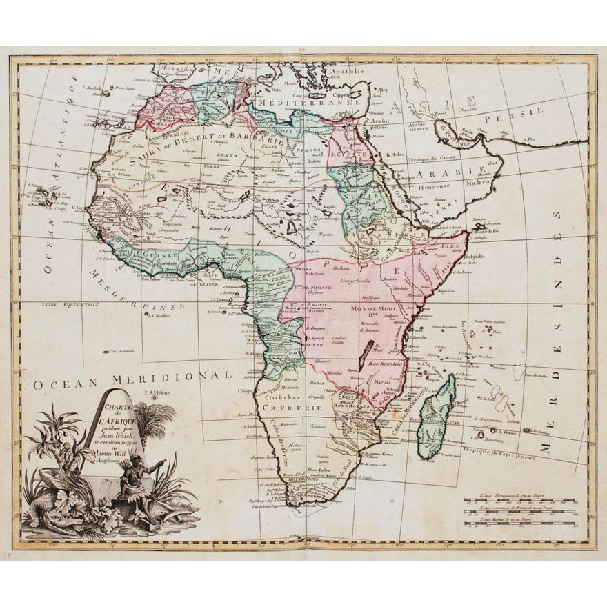 Johann Walch, Johann Martin Will | Charte de l'Afrique publiée par Jean Walch…