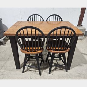 High Top Table with Butterfly Leaf & 4 Swivel Chairs