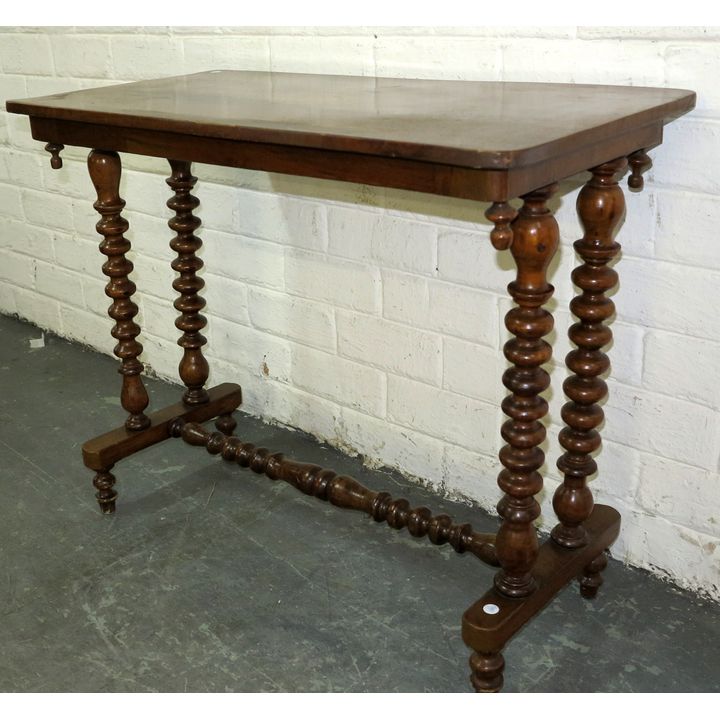 VICTORIAN INLAID MAHOGANY STRETCHER TABLE,