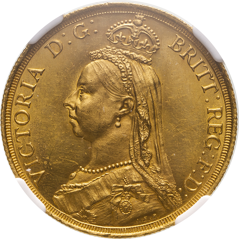 1887 Gold 2 Pounds (Double Sovereign) NGC MS 62+ #6381307-004 (AGW