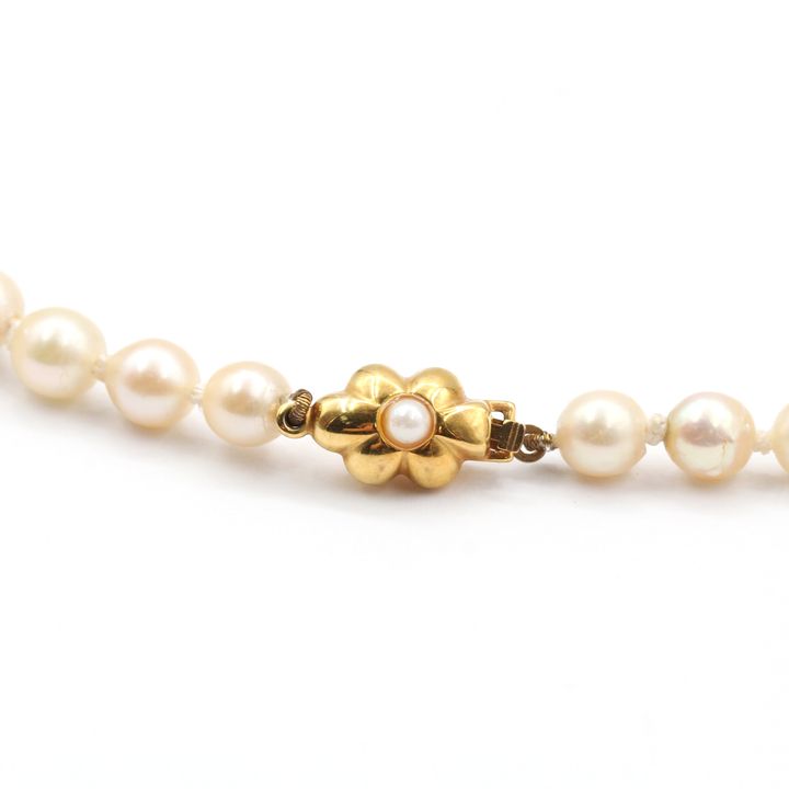 9ct Gold & Natural Akoya Pearl Necklace 45cm