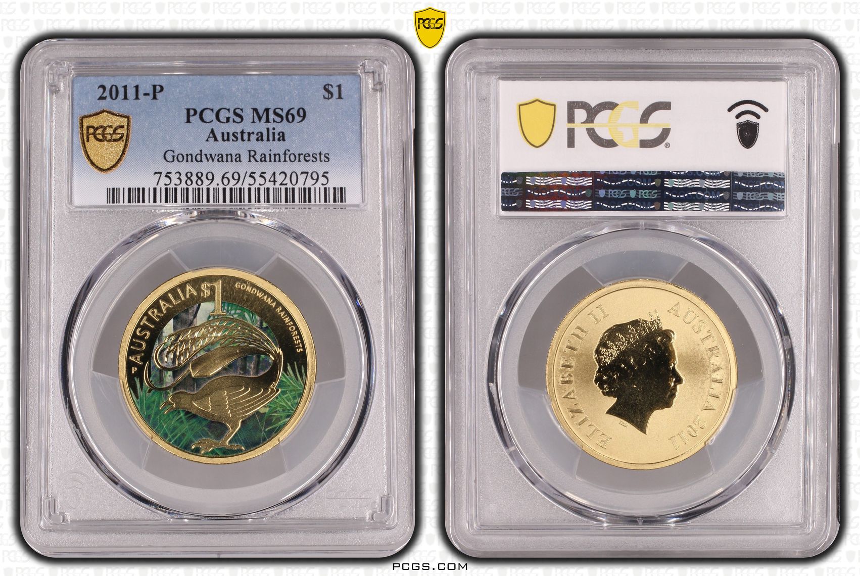 Gondwana Rainforests, One Dollar, 2011-P, PCGS MS69