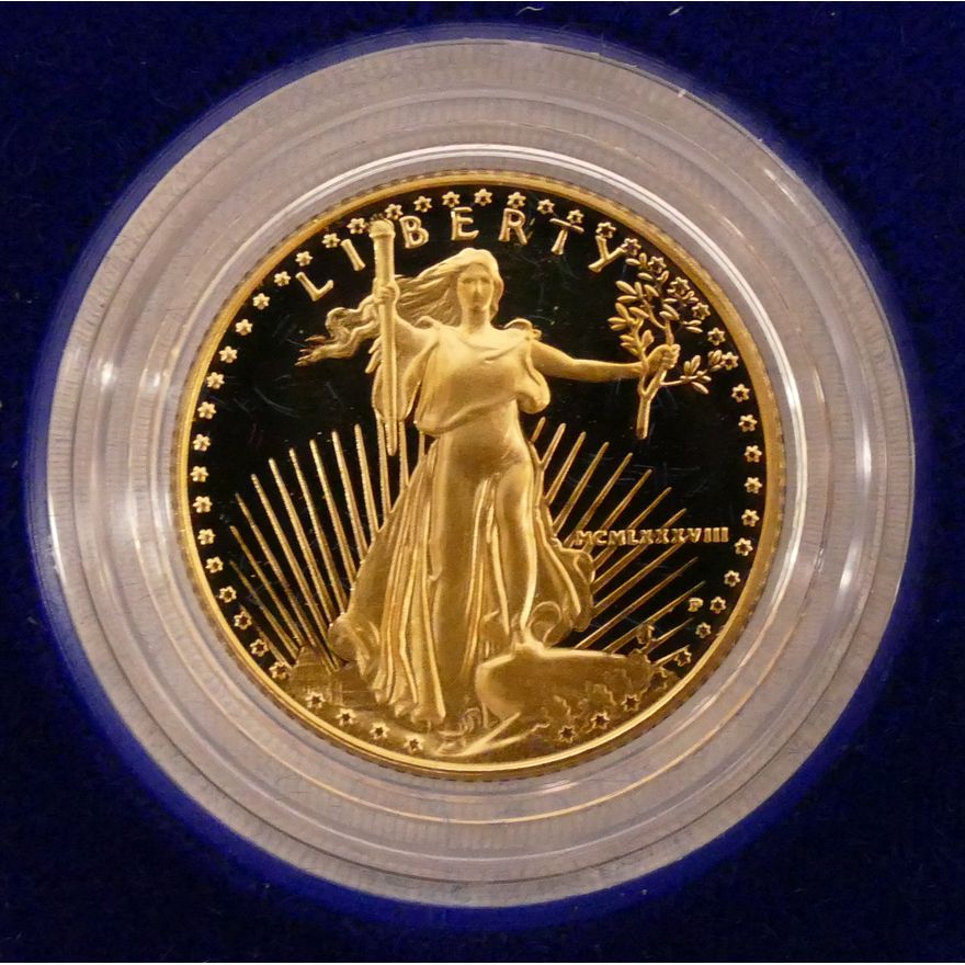 1988 US 1/4 Ounce Gold American Eagle in US Mint Case
