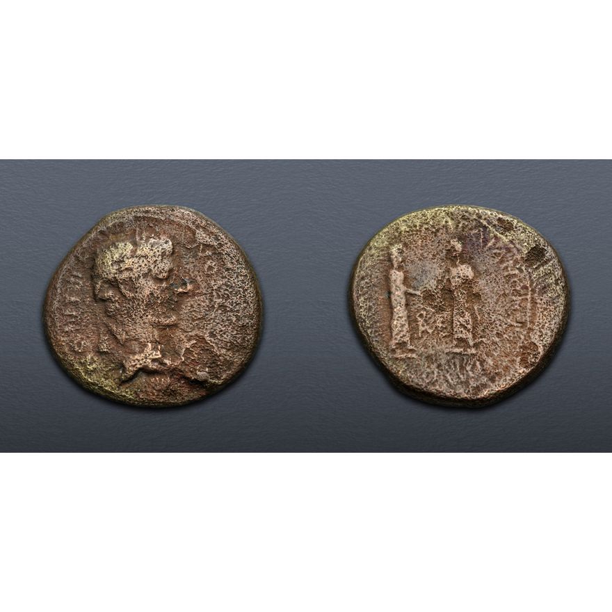 Homonia LYDIA, Hypaepa. Tiberius. AD 14-37. Æ (19mm, 4.51 g, 6h). Homonoia with ...