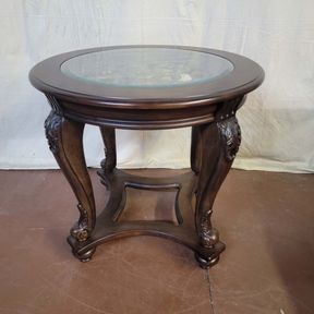 Ashley Furniture Norcastle Round End Table in Dark Brown