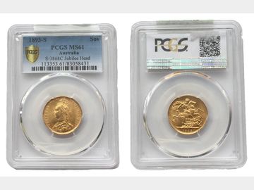 1893 Queen Victoria Jubilee Head Sydney Mint Gold Sovereign PCGS MS61