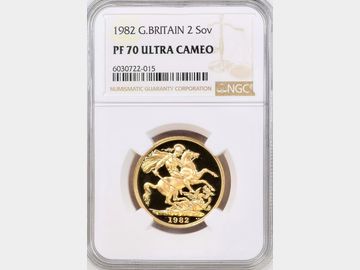 1982 ELIZABETH II GOLD PROOF 2 POUND COIN PF70 UCAM