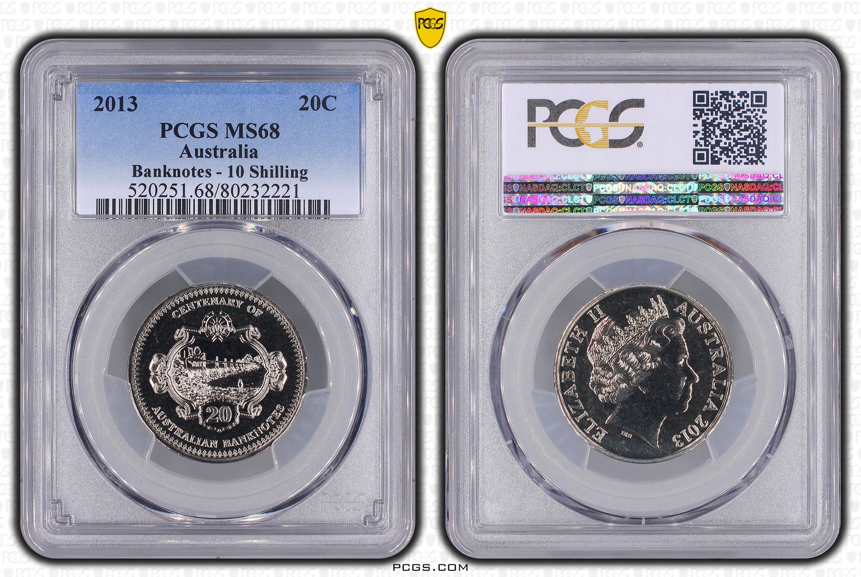 Banknotes - 10 Shilling, Twenty Cent, 2013, PCGS MS68