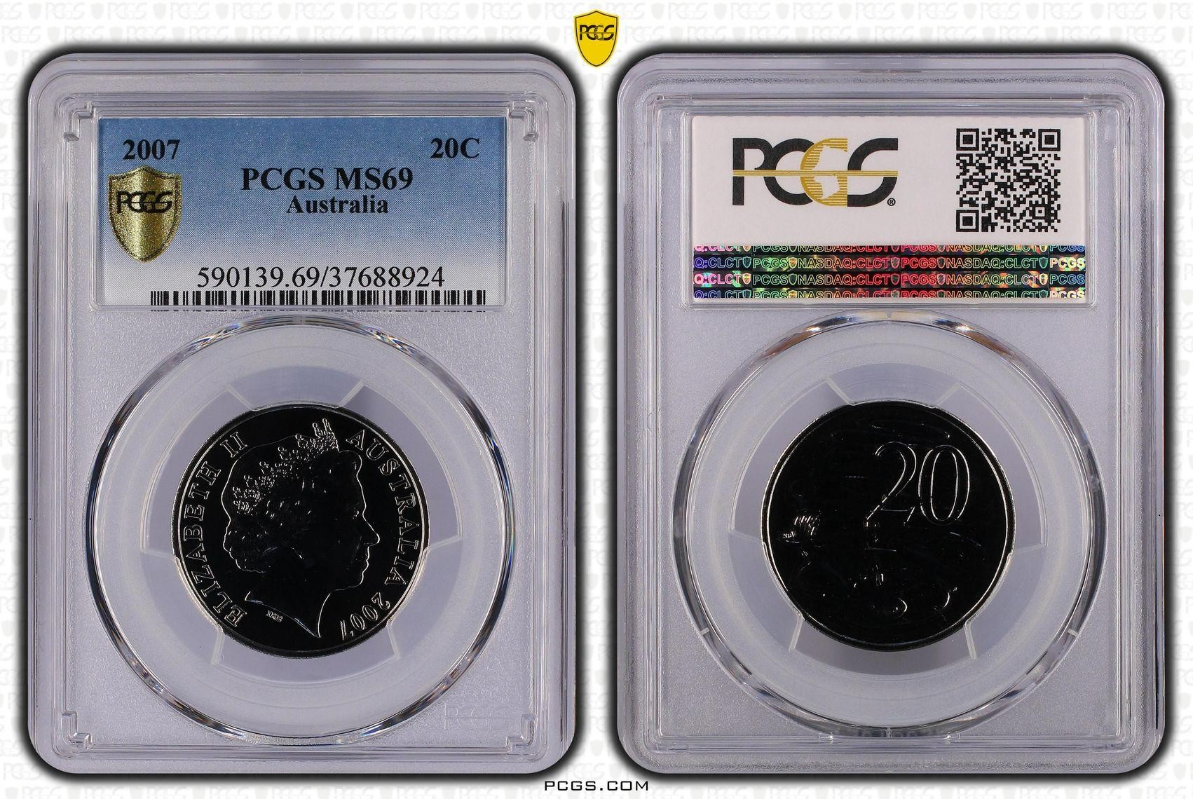 2007 Australia Twenty Cent, 20c PCGS - MS69 -924