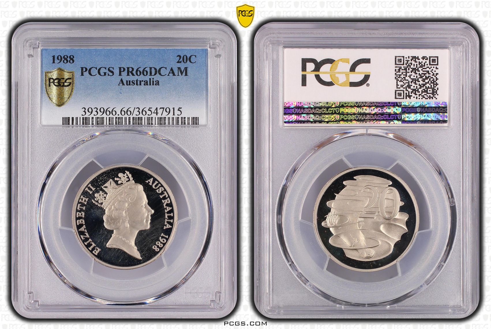 Elizabeth II, Twenty Cent, 1988, PCGS PR66DCAM