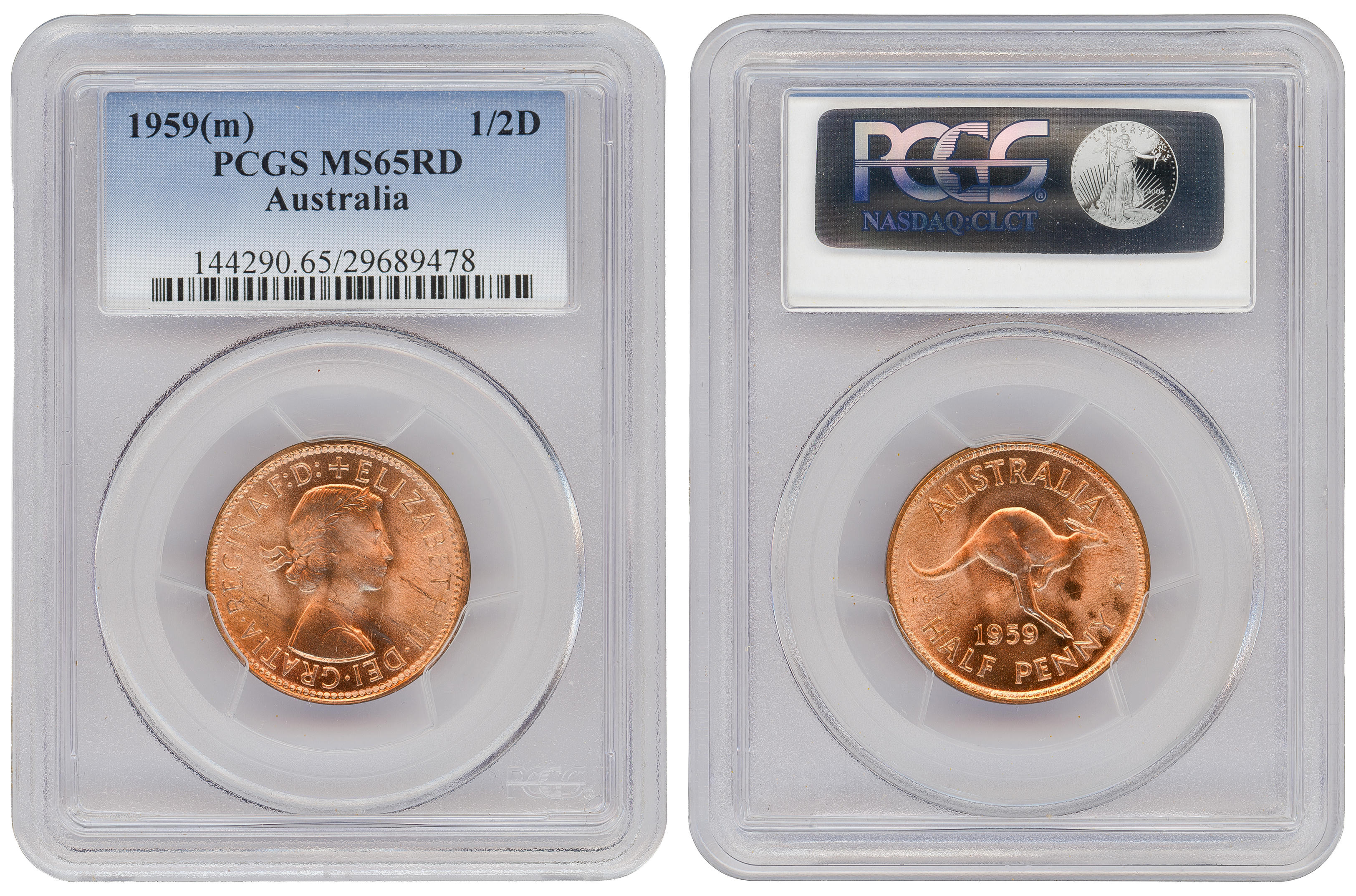 Elizabeth II, Half penny, 1959(m), PCGS MS65RD