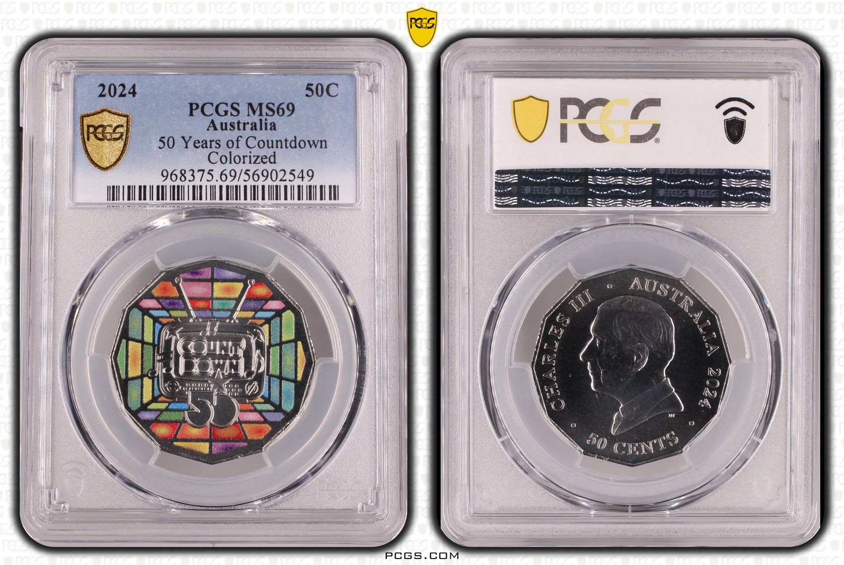50 Years of Countdown Colorized, Fifty Cent, 2024, PCGS MS69