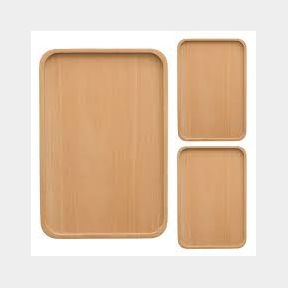 3 Piece Sturdy Rectangle Wooden Tray Set - 51484/3358 P6 (A2)