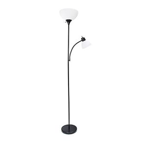 SIMPLE DESIGNS LF2000-BLK MOTHER-DAUGHTER FLOOR LAMP WITH READING LIGHT, BLACK 71.5"X 15.5"X 10"