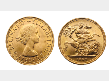 1957 Queen Elizabeth II Pre-Decimal Gold Sovereign.