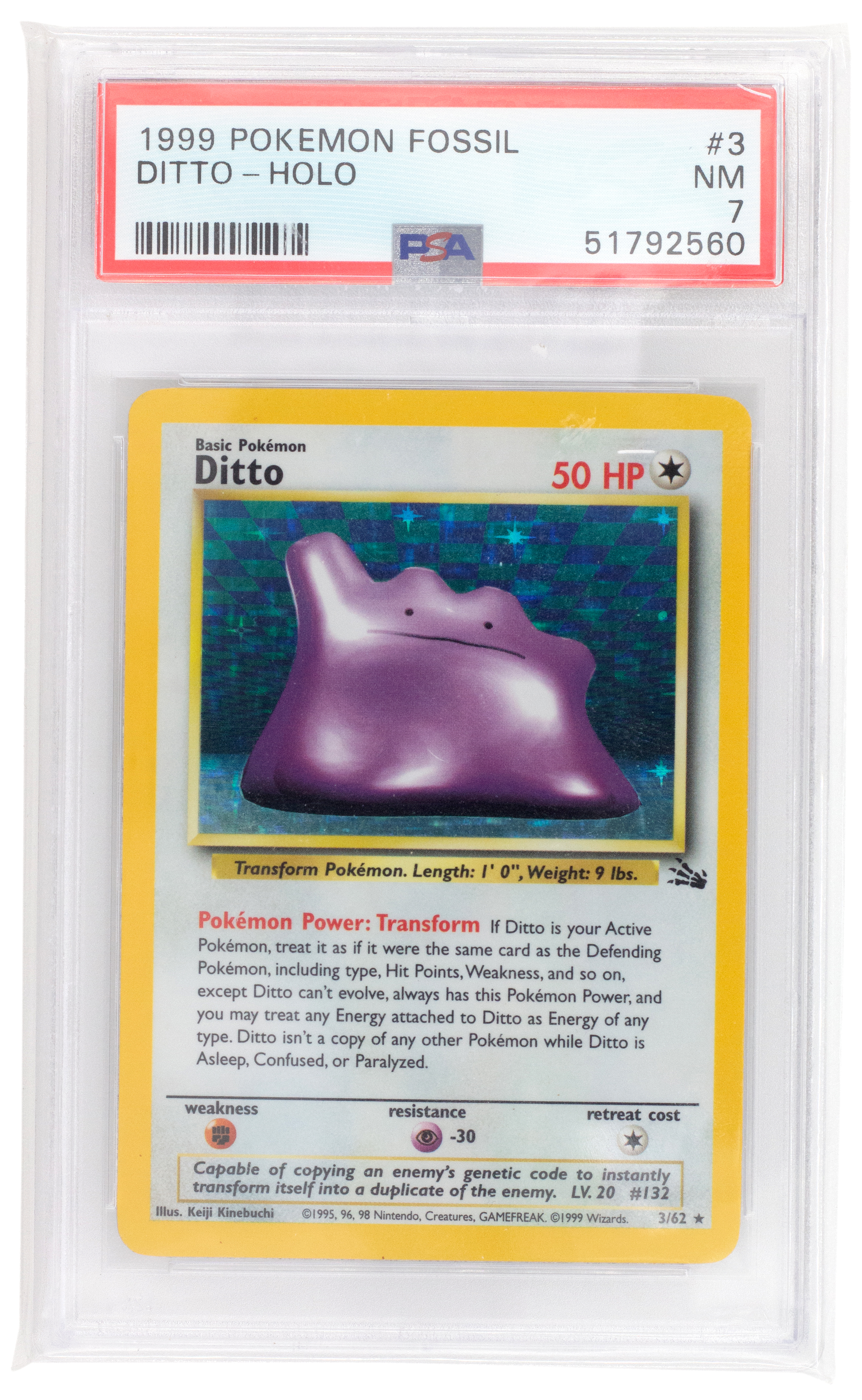 387 · Pokemon, Ditto, 1999, PSA 7, Near Mint