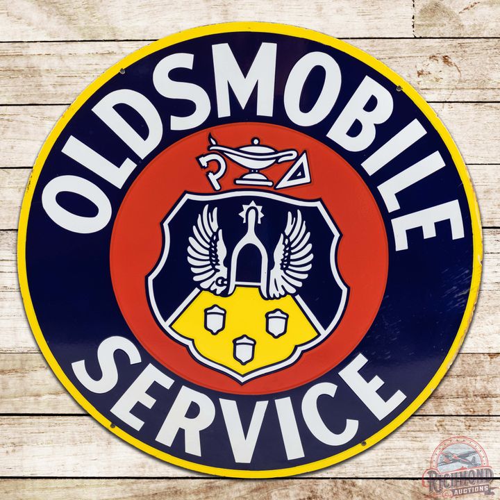 Oldsmobile Service 42" DS Porcelain Sign w/ Crest Logo