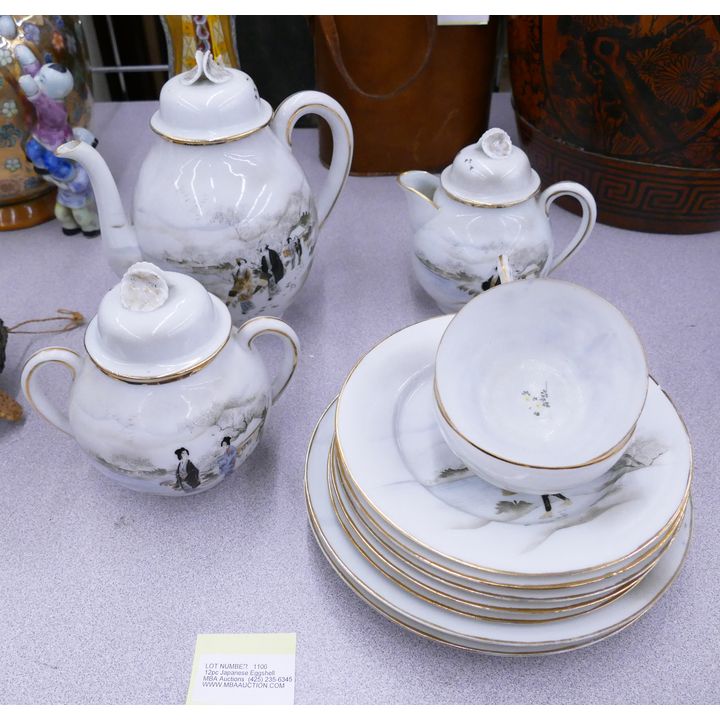 12pc Japanese Eggshell Porcelain Tea Set