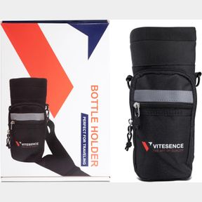 | WATER BOTTLE HOLDER | BOTTLE CARRIER WITH STRAP | 2 ZIPPERED POCKET DESIGN | INSULATED NEOPRENE POUCH | REFLECTIVE MATERIAL | CR