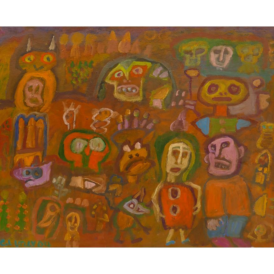 Claude Utley (1955-2021 Washington) 'Golden Age' 2004 Oil on Canvas-16.5x20.5'' (SMALL)