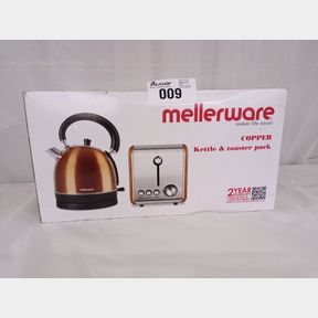 MELLERWARE PACK 2 PIECE SET STAINLESS STEEL KETTLE AND TOASTER ''COPPER''