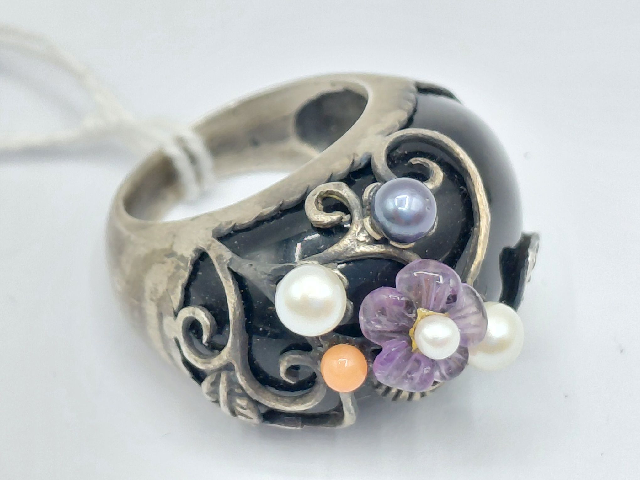 925 Sterling Silver And Stone Ring