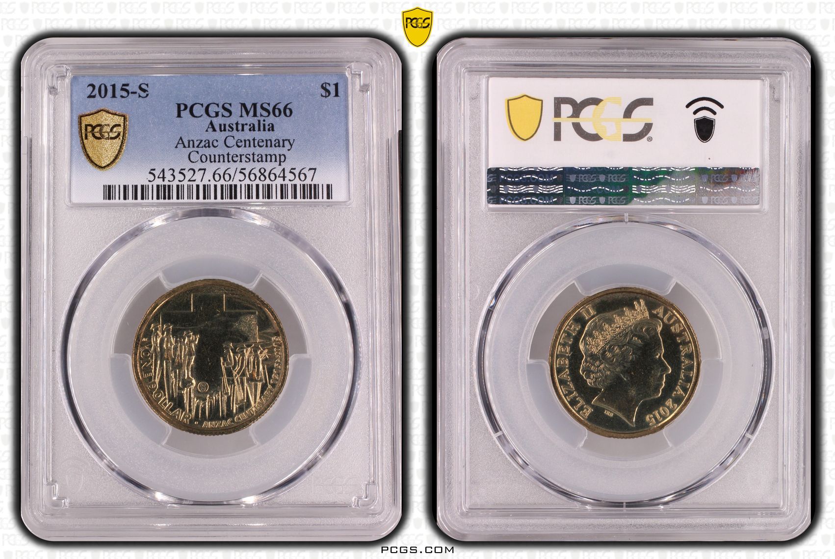 Anzac Centenary Counterstamp, One Dollar, 2015-S, MS66