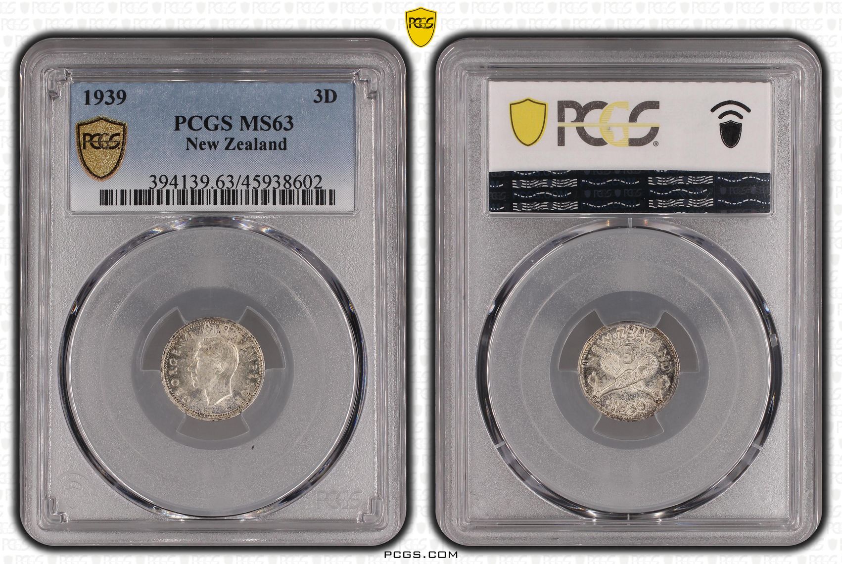 1939 New Zealand Threepence Silver PCGS - MS63 -602
