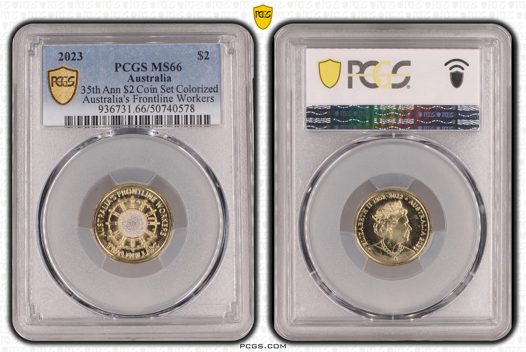 35th Ann $2 Coin Set Colorized - Australia's Frontline Workers, Two Dollar, 2023, PCGS MS66