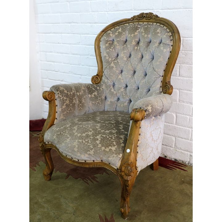UPHOLSTERED BEECHWOOD ARMCHAIR