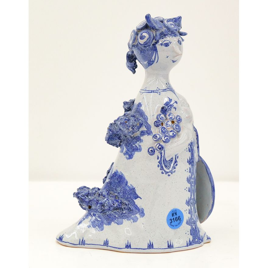 Bjorn Wiinblad Danish Woman Holding Hat Ceramic Figurine 8.5''