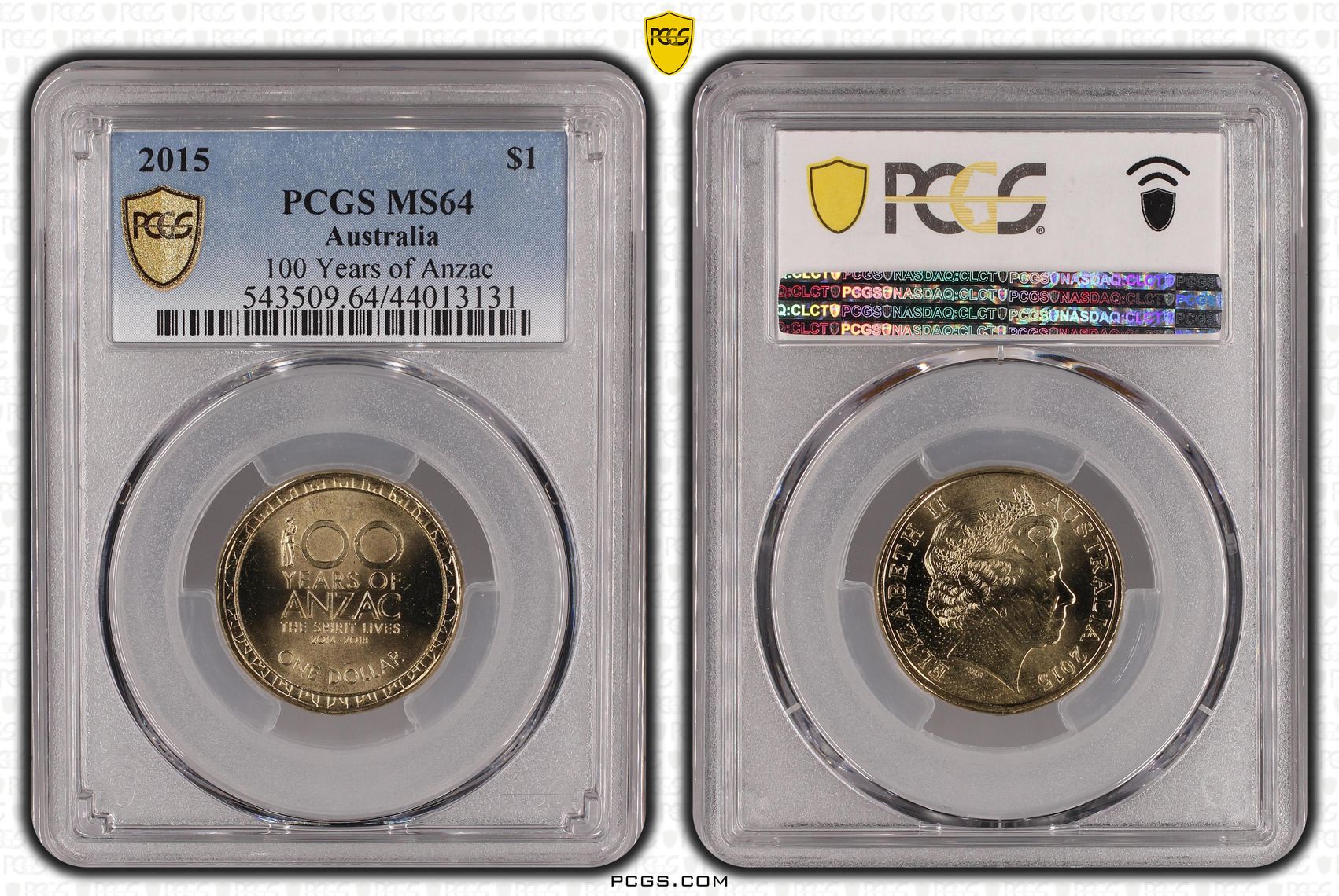 100 Years of Anzac, One Dollar, 2015, PCGS MS64