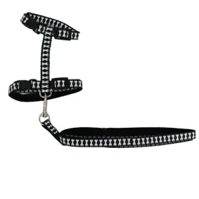 64 Cm Cat Leash Indoor Outdoor Bone Pattern Black |