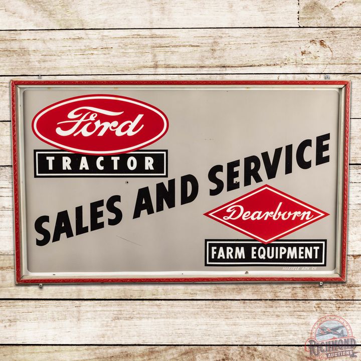 Ford Tractor Dearborn Farm Equipment Sales & Service SS Porcelain Sign w/ Logo
