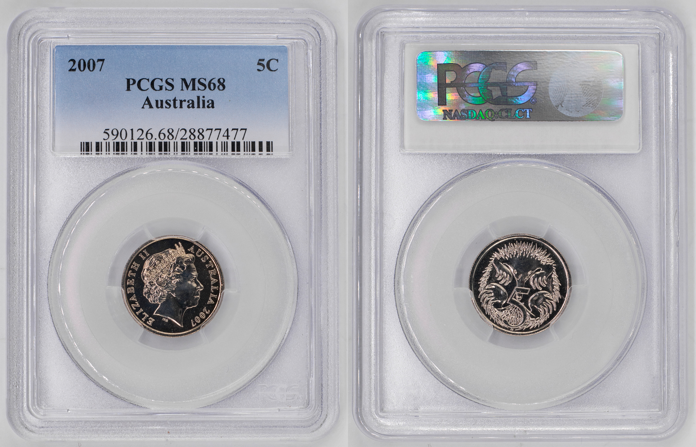Elizabeth II, Five Cent, 2007, PCGS MS68