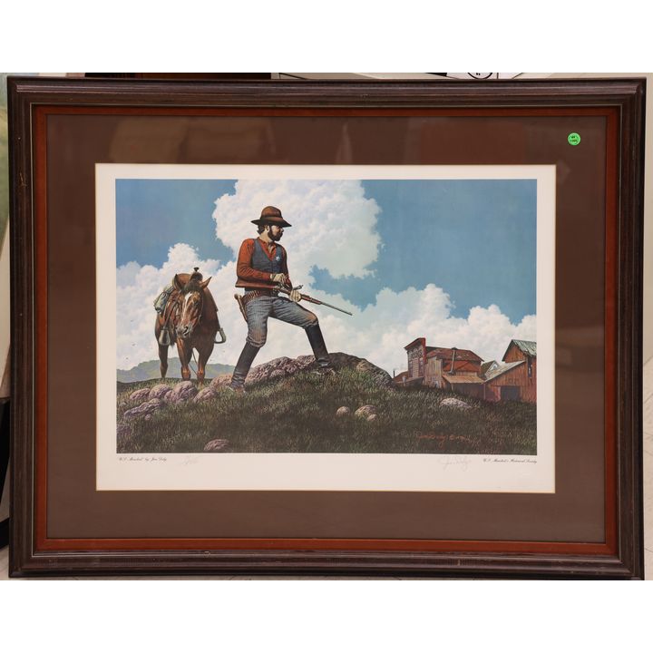 Jim Daly ''U.S. Marshal'' S/N Western Art Print Framed 32''x39''
