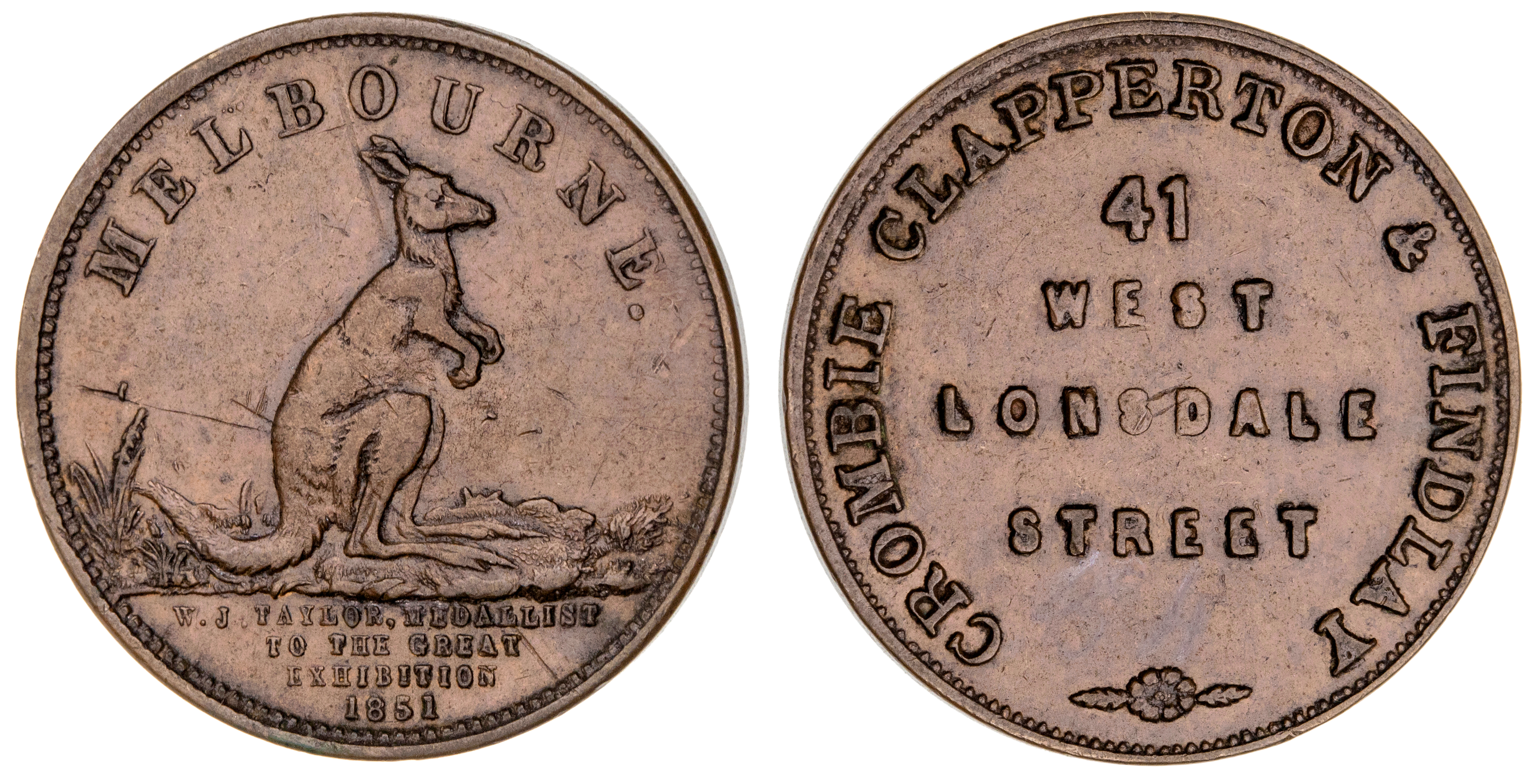 Melbourne, Victoria, Crombie, Clapperton & Findlay, Halfpenny, VF