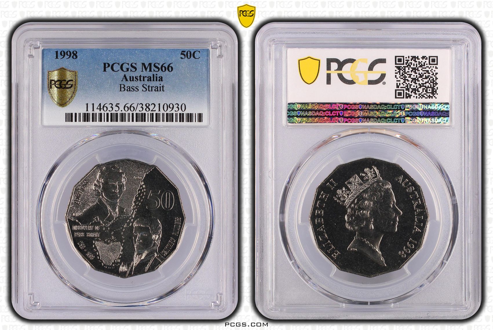 Elizabeth II, Bass Strait, Fifty Cent, 1998, PCGS MS66