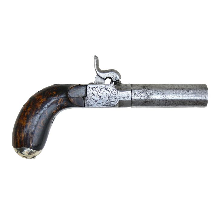 PISTOLET KAPISZONOWY PODRÓŻNY, BELGIA, 1 POŁ. XIX W.