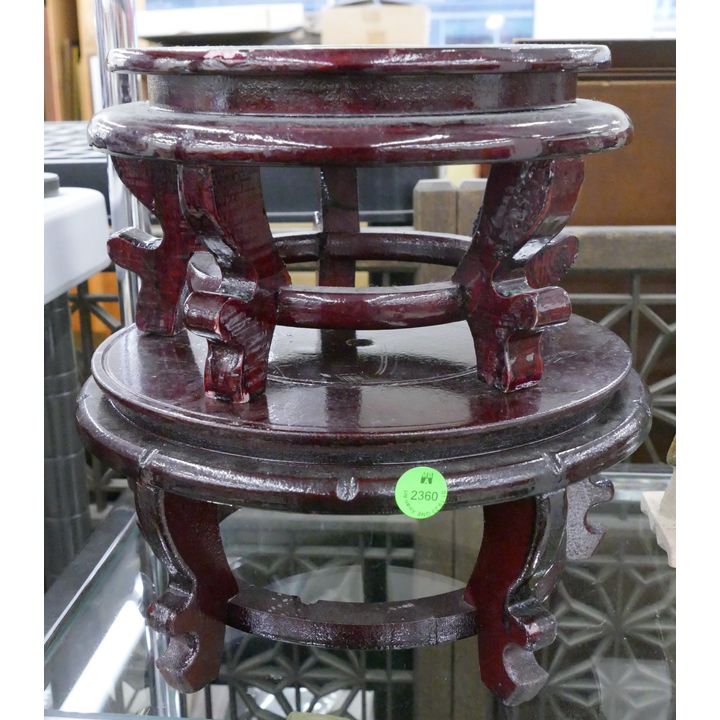 2pc Asian Wood Stands 9'' and 10'' Diameter